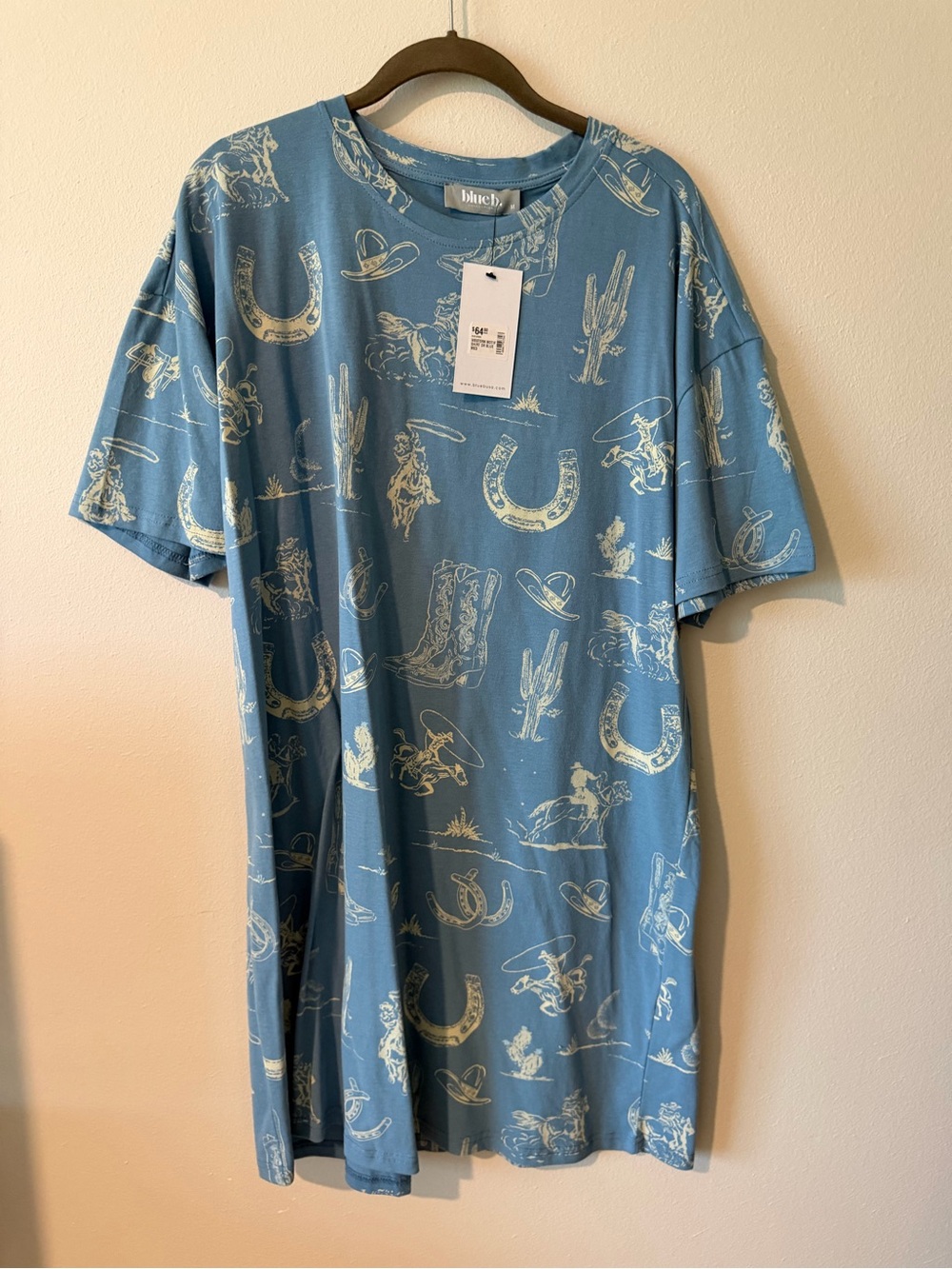NWT Blueb. Western Motif Shirt Dress (Blue) (M)